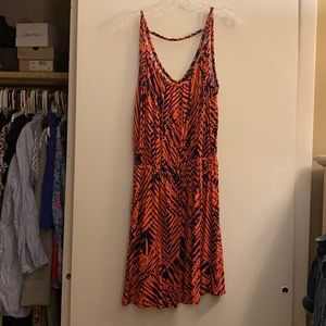 Pink/orange navy Palm swing dress
